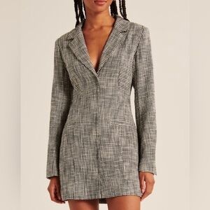 Abercrombie & Fitch Black White Tweed Houndstooth Blazer Mini Dress Size XS NWT